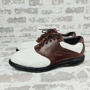 Mizuno Brown And White Leather Lace up Golf Oxford Saddle Shoes F547